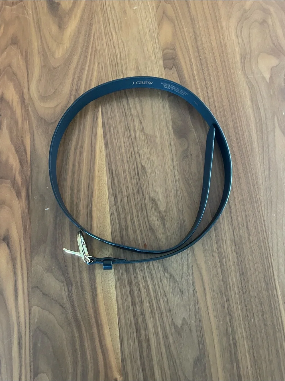 J. Crew Black Leather Belt with Shiny Gold Buckle - Picture 2 of 3